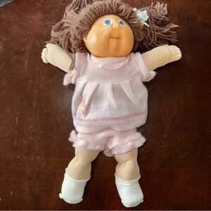 Cabbage Patch 1984 Girl Vintage Brown Hair Blue Eyes Original Outfit Quite Rare